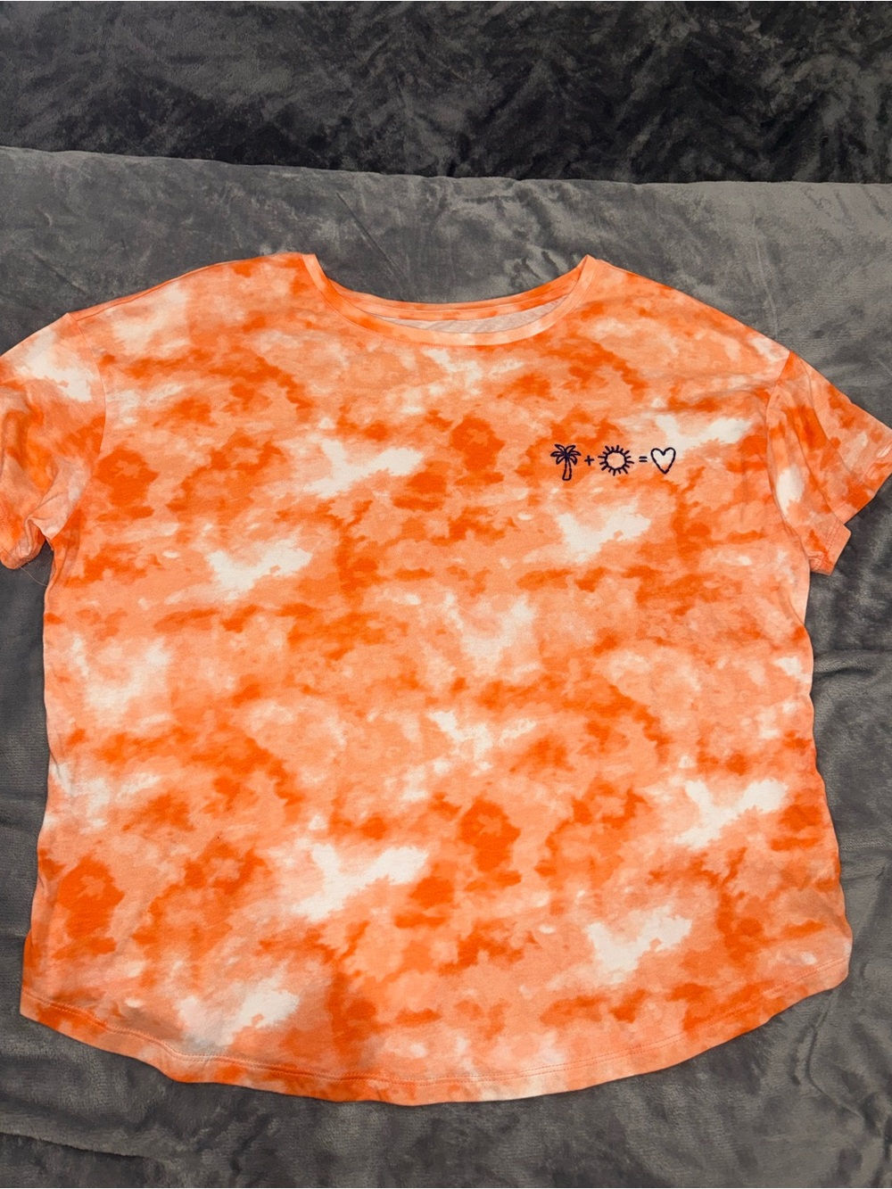 Old Navy Orange Tie-Dye Tee with Small Navy Graphic